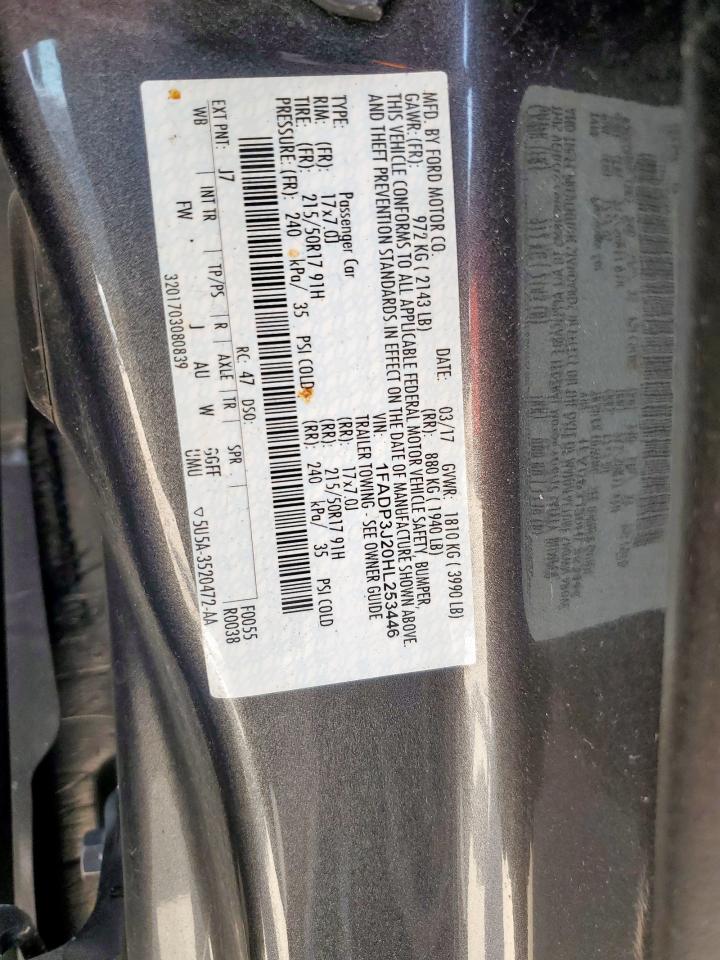 2017 Ford Focus Titanium VIN: 1FADP3J20HL253446 Lot: 64196895