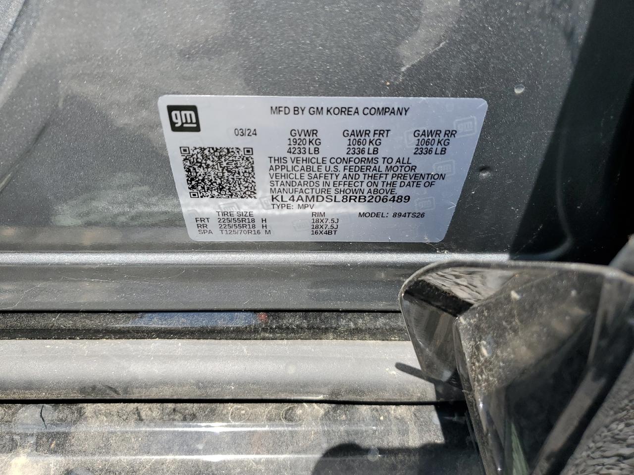 2024 Buick Encore Gx Sport Touring VIN: KL4AMDSL8RB206489 Lot: 65245995