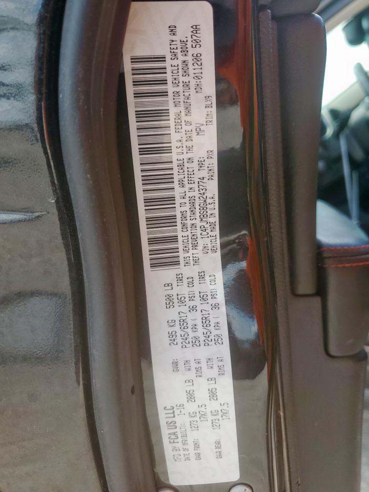 2016 Jeep Cherokee Trailhawk VIN: 1C4PJMBS8GW243774 Lot: 66275925