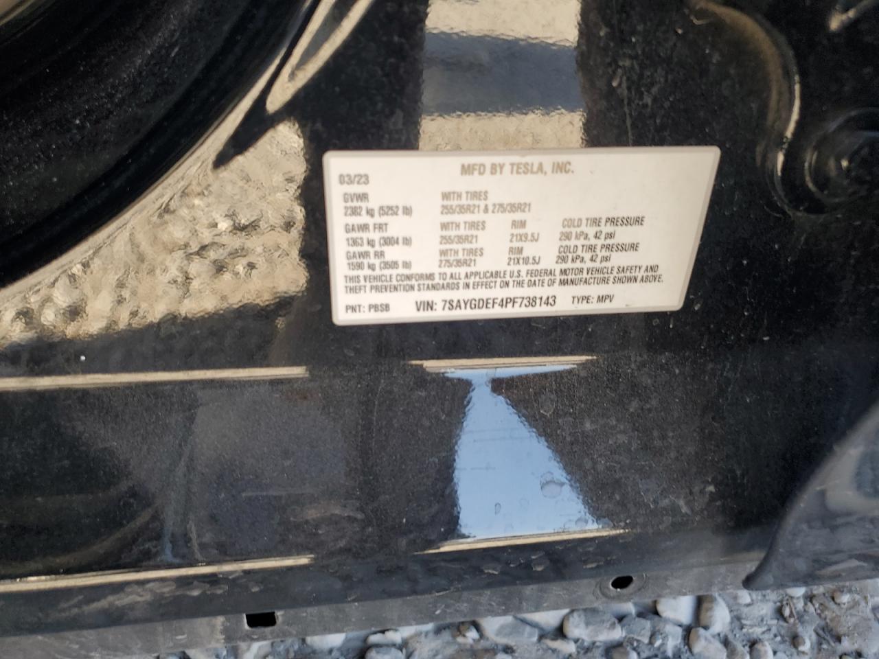 2023 Tesla Model Y VIN: 7SAYGDEF4PF738143 Lot: 66701445