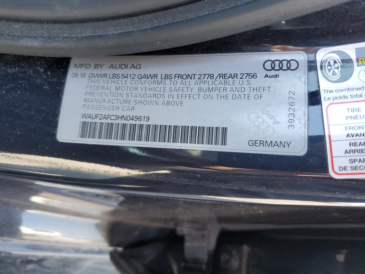 2017 Audi A6 Premium Plus VIN: WAUF2AFC3HN049619 Lot: 66531175