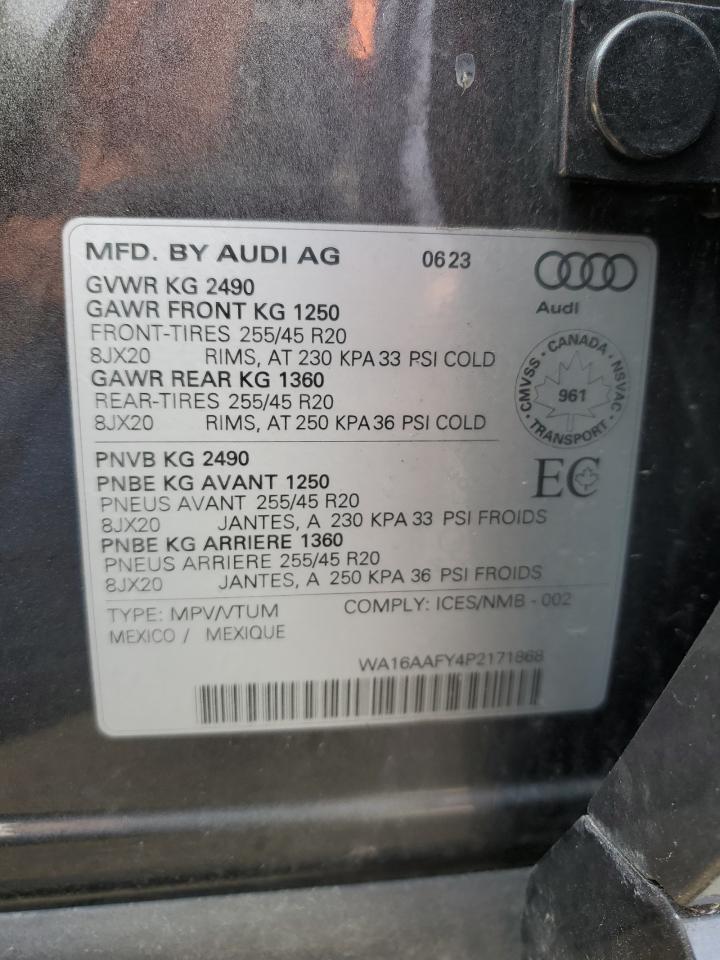 2023 Audi Q5 Sportback Prestige 45 VIN: WA16AAFY4P2171868 Lot: 60649205