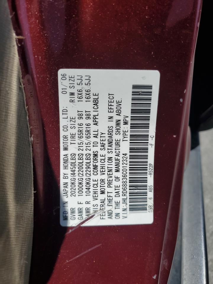 2006 Honda Cr-V Ex VIN: JHLRD68836C012324 Lot: 64571405