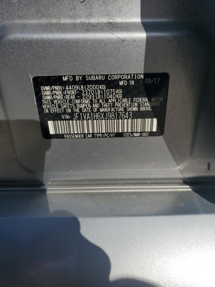 2018 Subaru Wrx Limited VIN: JF1VA1H6XJ9817643 Lot: 66175585