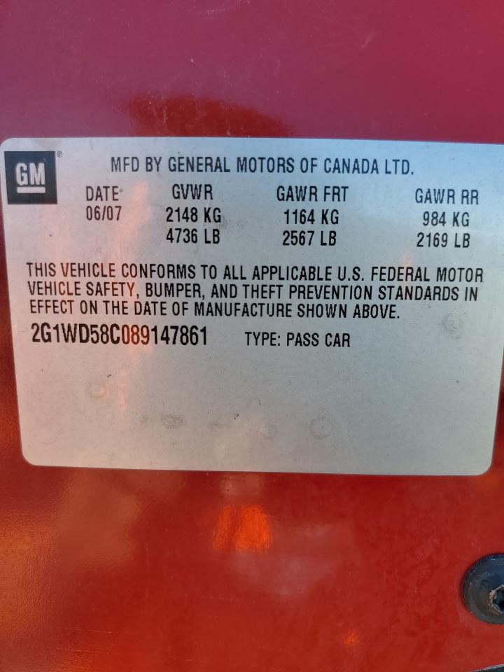 2008 Chevrolet Impala Super Sport VIN: 2G1WD58C089147861 Lot: 64829785
