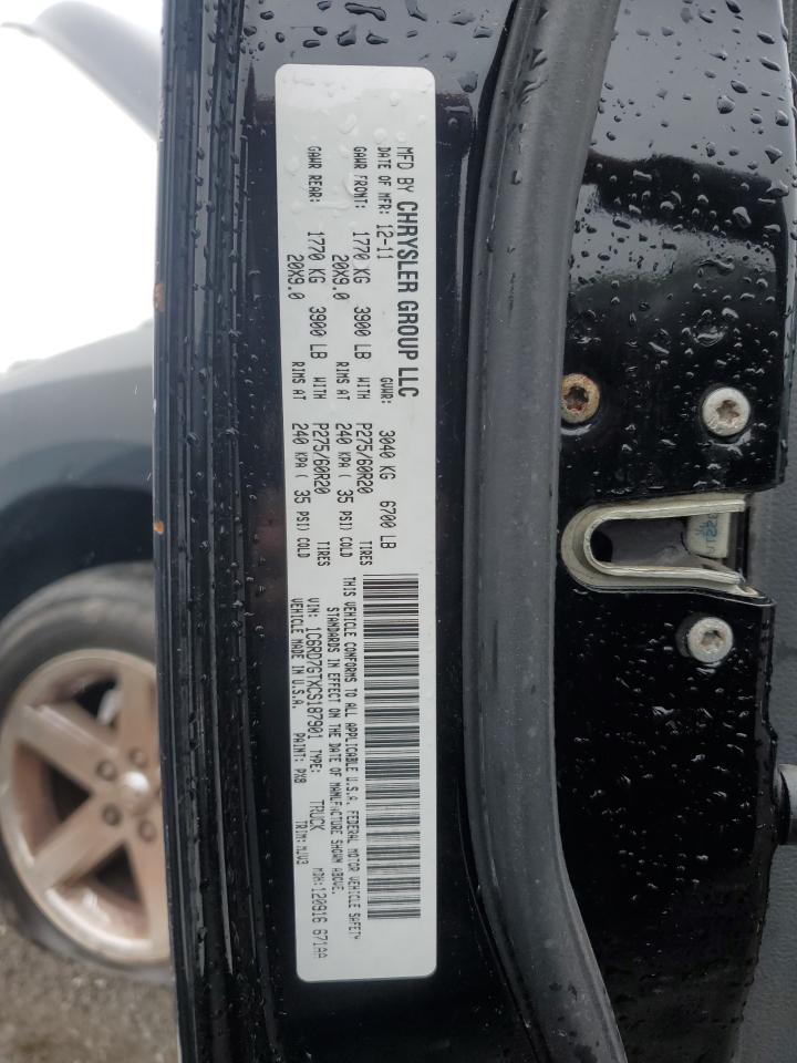 2012 Dodge Ram 1500 Slt VIN: 1C6RD7GTXCS187901 Lot: 64242095