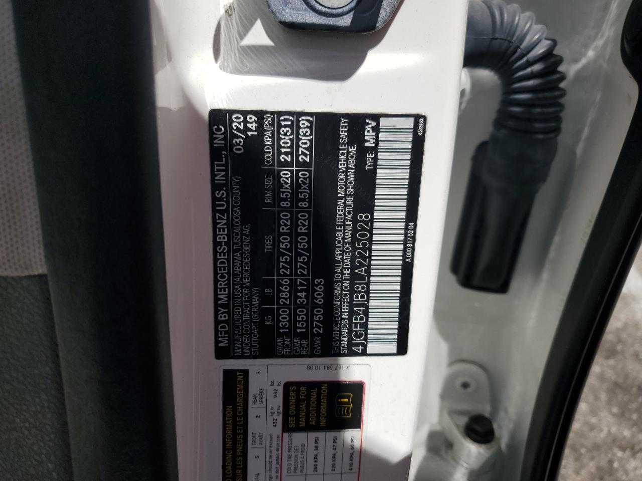 2020 Mercedes-Benz Gle 350 VIN: 4JGFB4JB8LA225028 Lot: 67043595