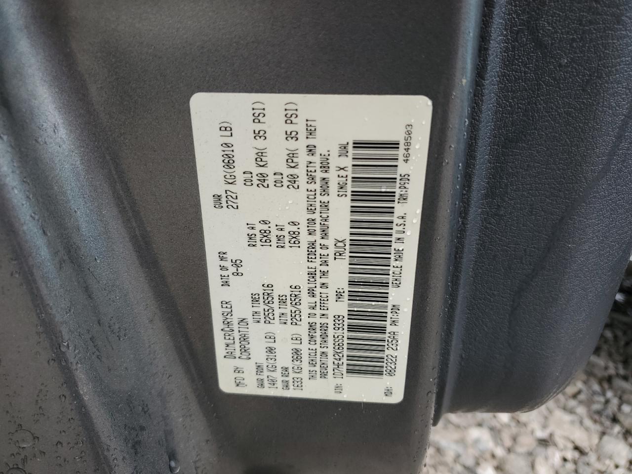 2006 Dodge Dakota Slt VIN: 1D7HE42K66S519339 Lot: 65167425