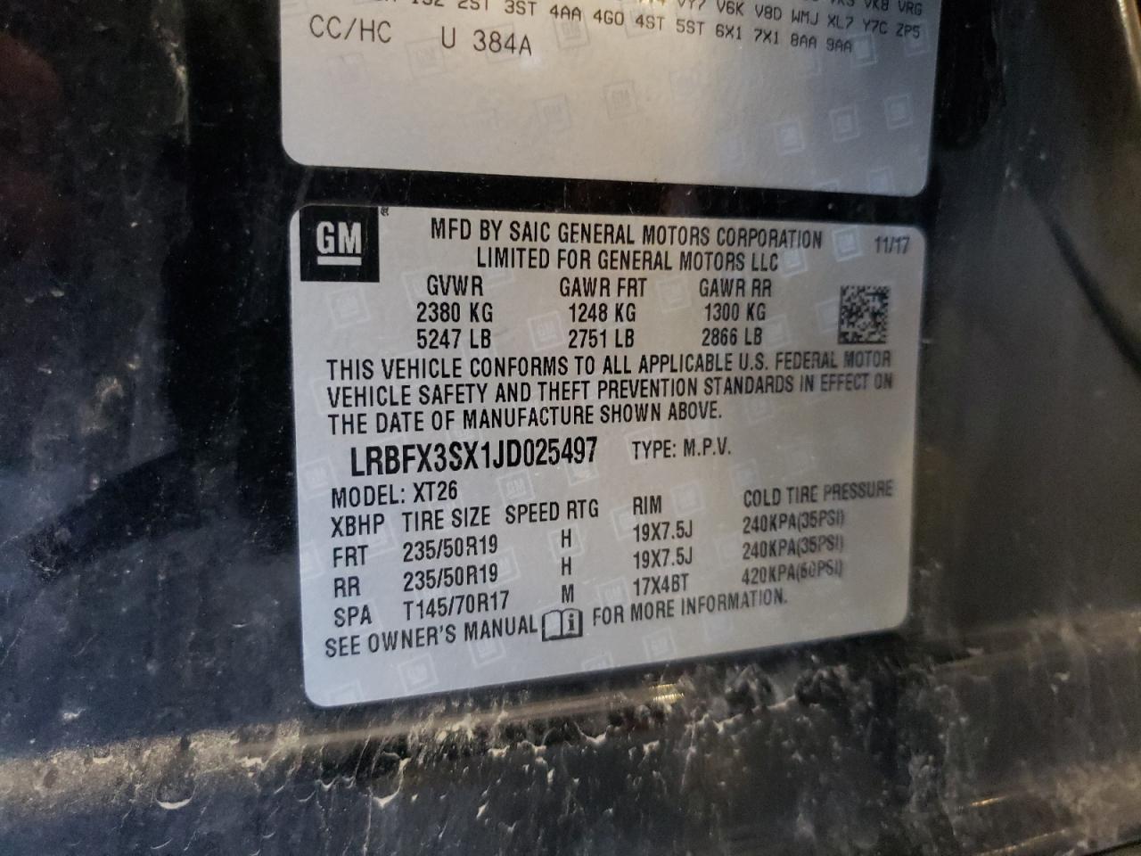 2018 Buick Envision Premium VIN: LRBFX3SX1JD025497 Lot: 62384305