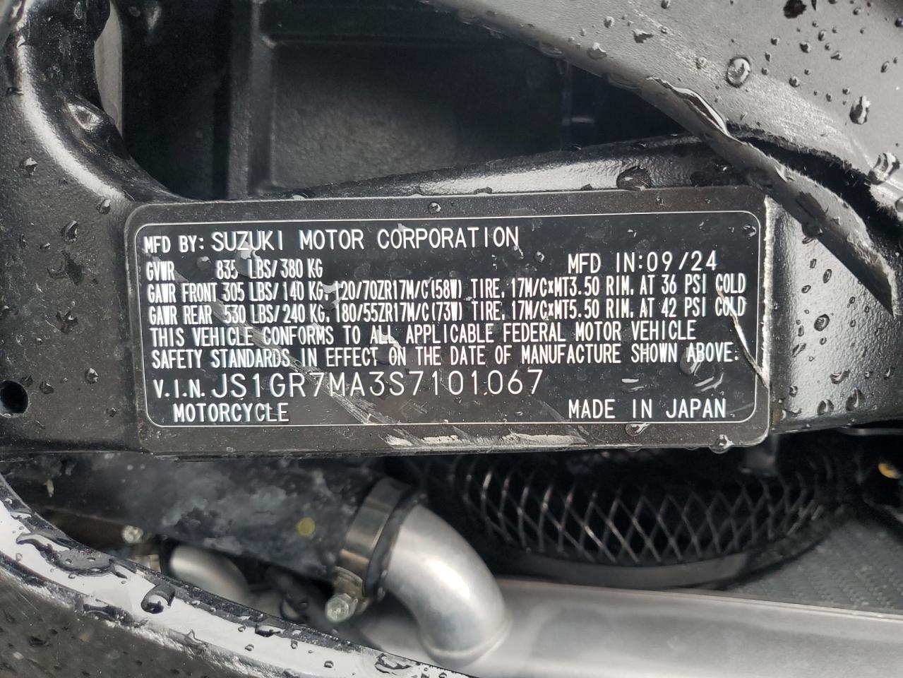 2025 Suzuki Gsx-R750 VIN: JS1GR7MA3S7101067 Lot: 63266065