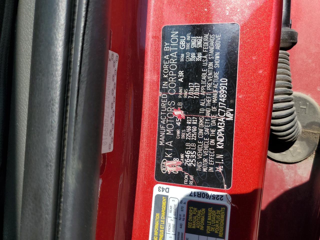 2018 Kia Sportage Lx VIN: KNDPM3AC7J7489910 Lot: 66123245