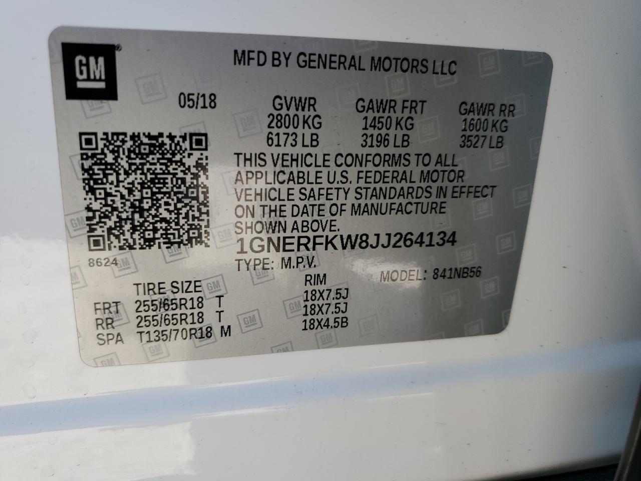2018 Chevrolet Traverse Ls VIN: 1GNERFKW8JJ264134 Lot: 62762755
