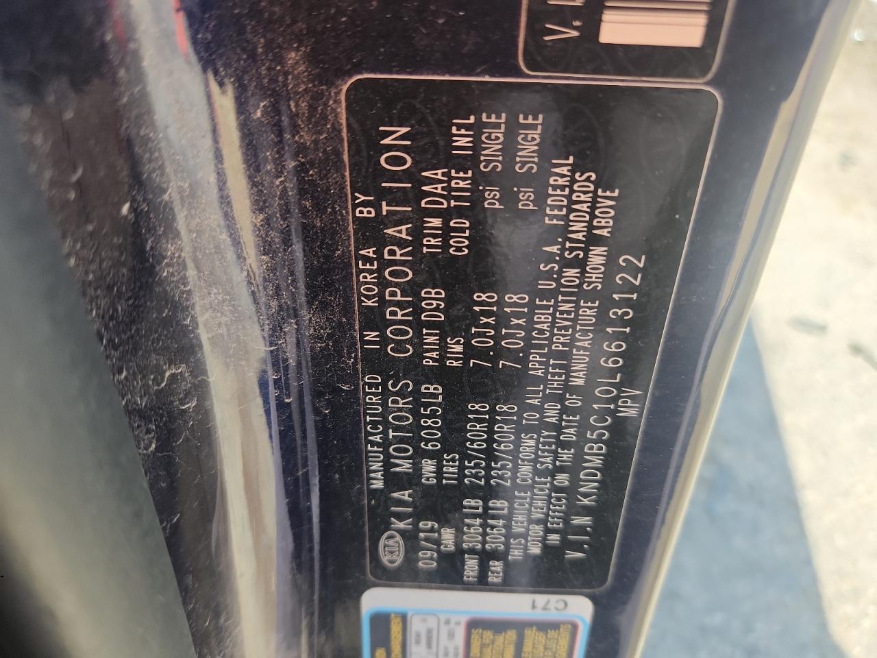 2020 Kia Sedona Lx VIN: KNDMB5C10L6613122 Lot: 63278125