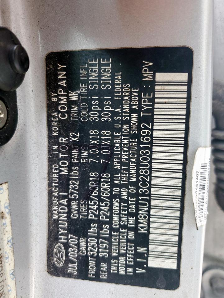 2008 Hyundai Veracruz Gls VIN: KM8NU13C28U031692 Lot: 66114075