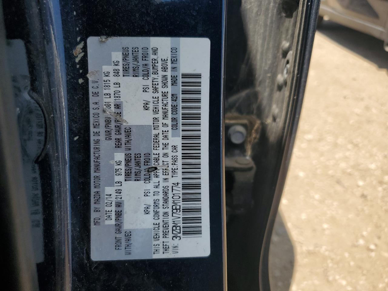 2014 Mazda 3 Touring VIN: 3MZBM1V79EM101774 Lot: 64826155