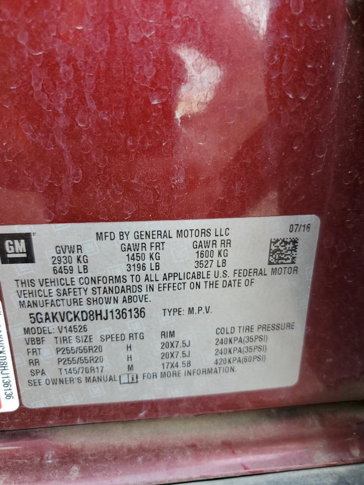 2017 Buick Enclave VIN: 5GAKVCKD8HJ136136 Lot: 66395715