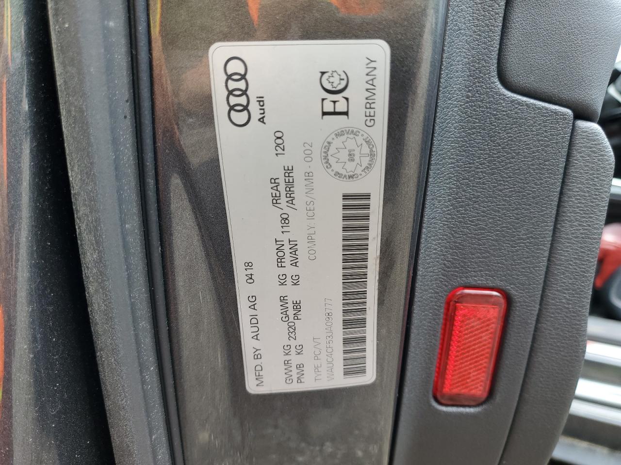2018 Audi S5 Prestige VIN: WAUC4CF53JA098777 Lot: 64223955