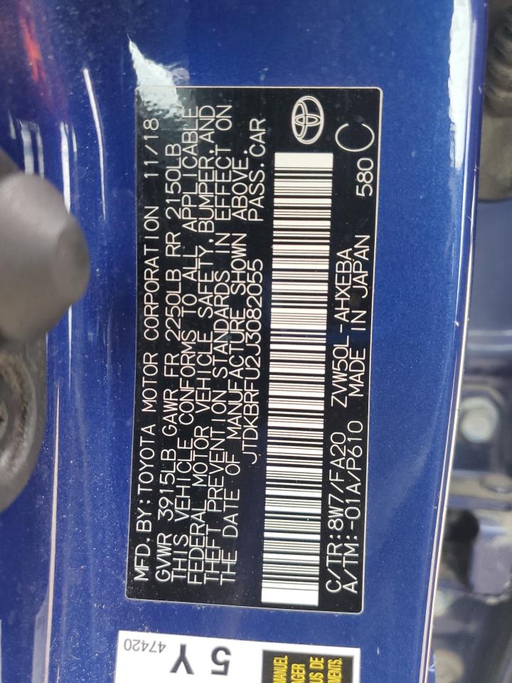 2018 Toyota Prius VIN: JTDKBRFU2J3082055 Lot: 63996815