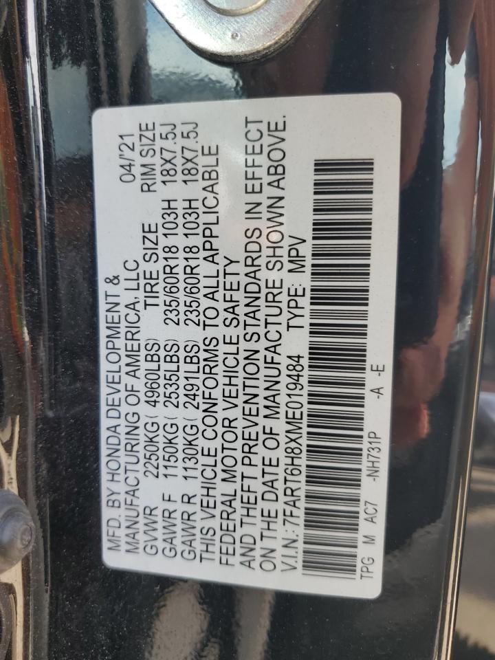 2021 Honda Cr-V Exl VIN: 7FART6H8XME019484 Lot: 67220095