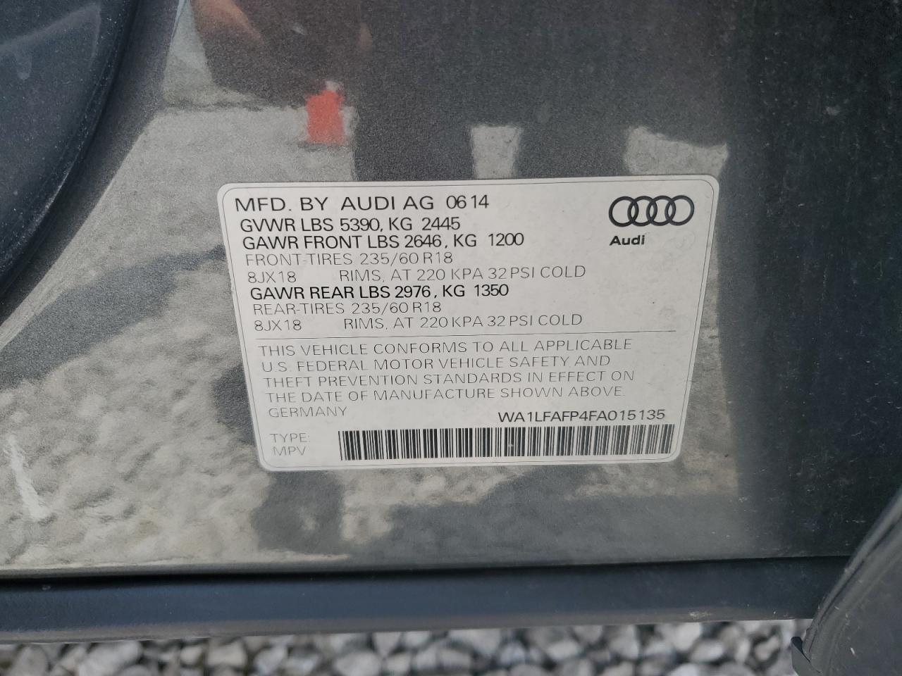 2015 Audi Q5 Premium Plus VIN: WA1LFAFP4FA015135 Lot: 64087475