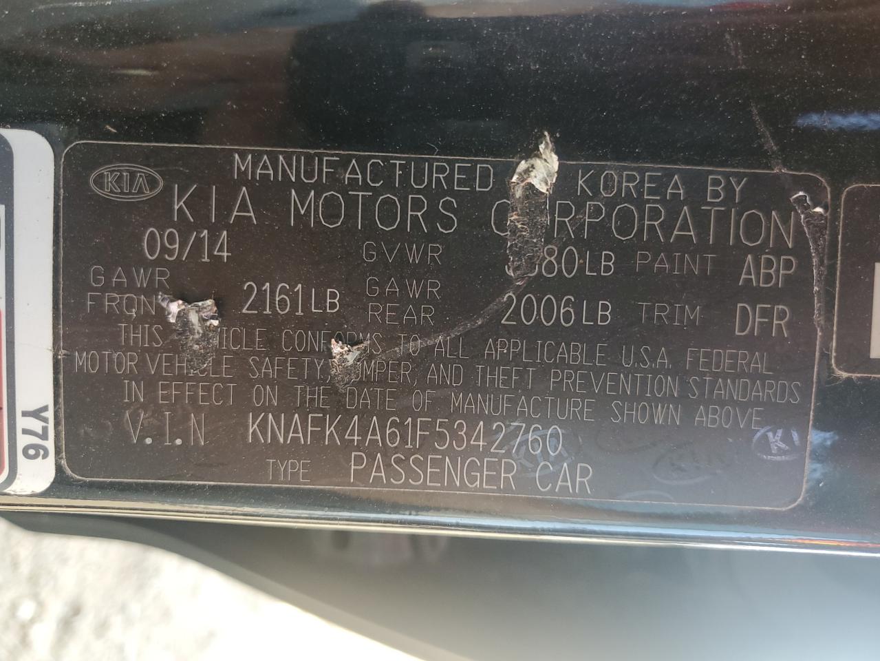 2015 Kia Forte Lx VIN: KNAFK4A61F5342760 Lot: 65186665