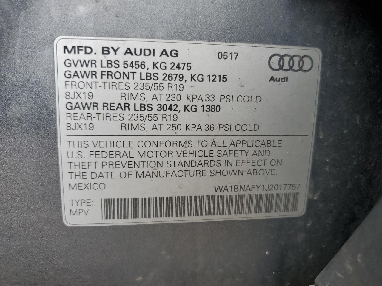 2018 Audi Q5 Premium Plus VIN: WA1BNAFY1J2017757 Lot: 65207245