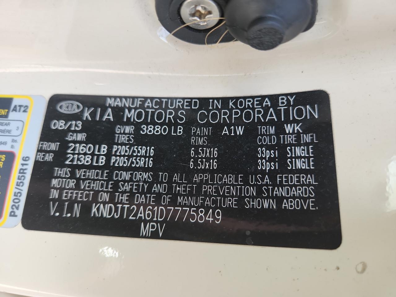 2013 Kia Soul + VIN: KNDJT2A61D7775849 Lot: 65275615