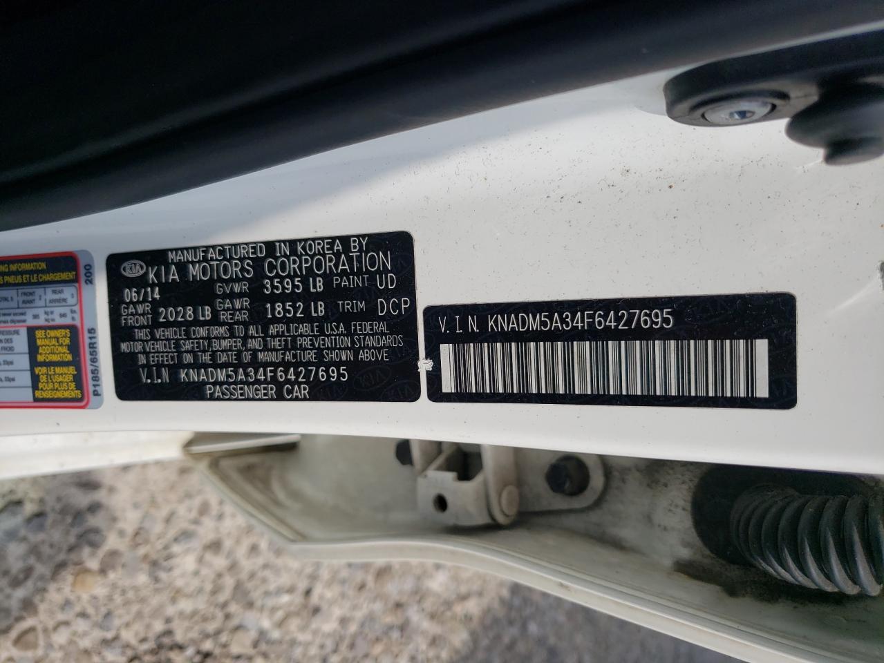 2015 Kia Rio Lx VIN: KNADM5A34F6427695 Lot: 63687335