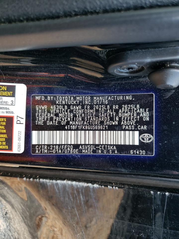 2016 Toyota Camry Le VIN: 4T1BF1FK8GU569621 Lot: 64814825
