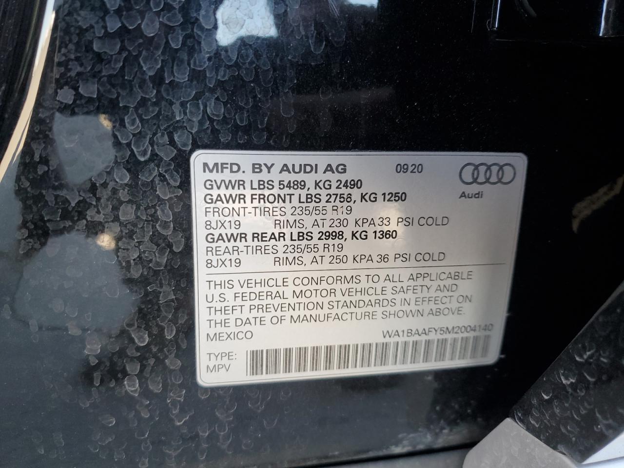 2021 Audi Q5 Premium Plus VIN: WA1BAAFY5M2004140 Lot: 64093025