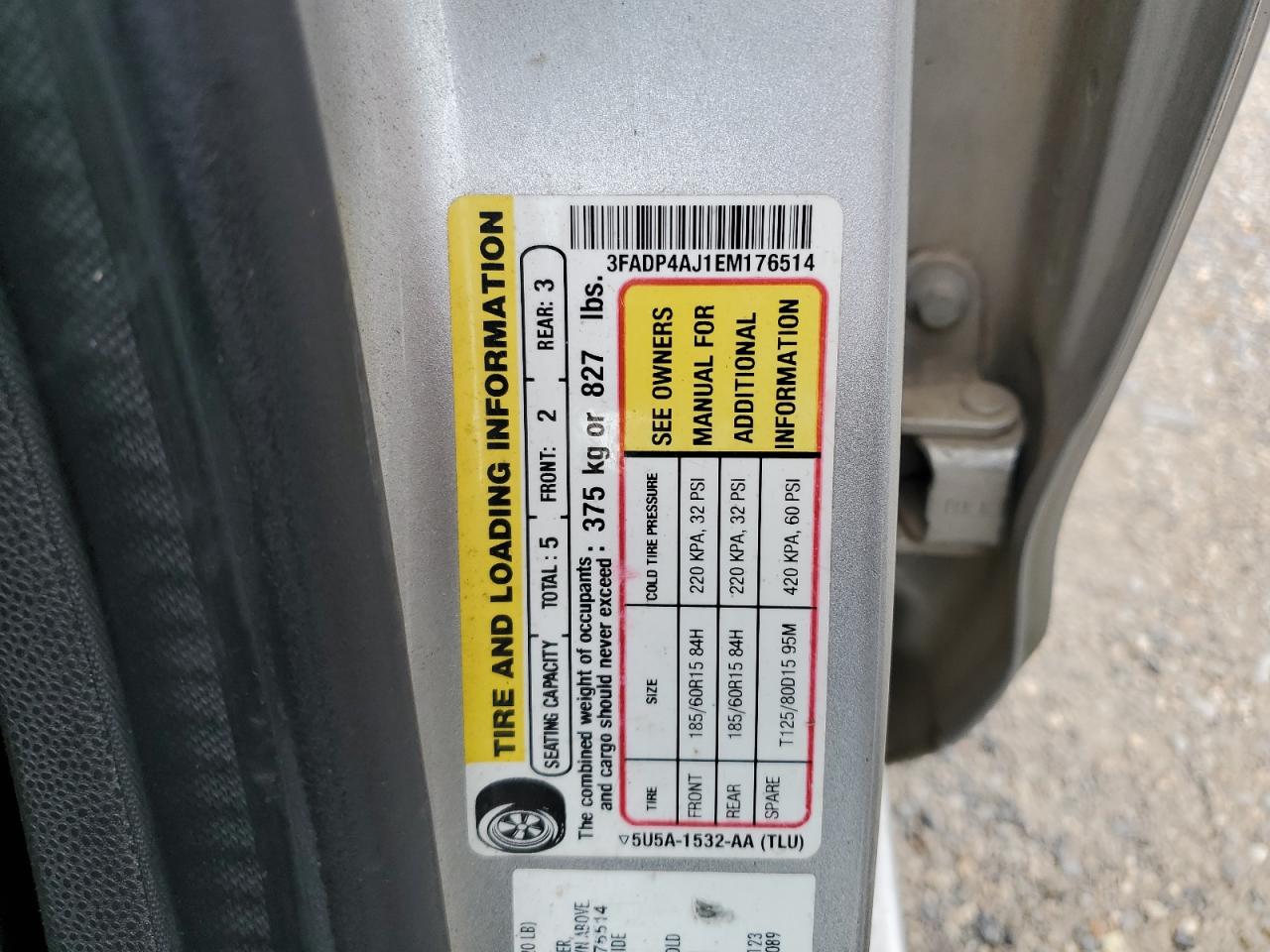 2014 Ford Fiesta S VIN: 3FADP4AJ1EM176514 Lot: 63842065