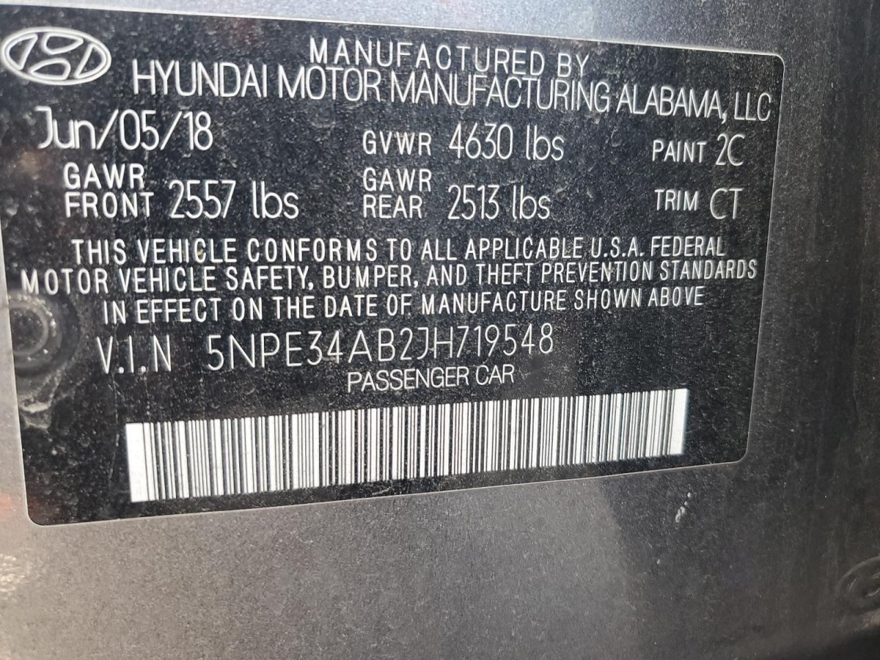2018 Hyundai Sonata Sport VIN: 5NPE34AB2JH719548 Lot: 63378305