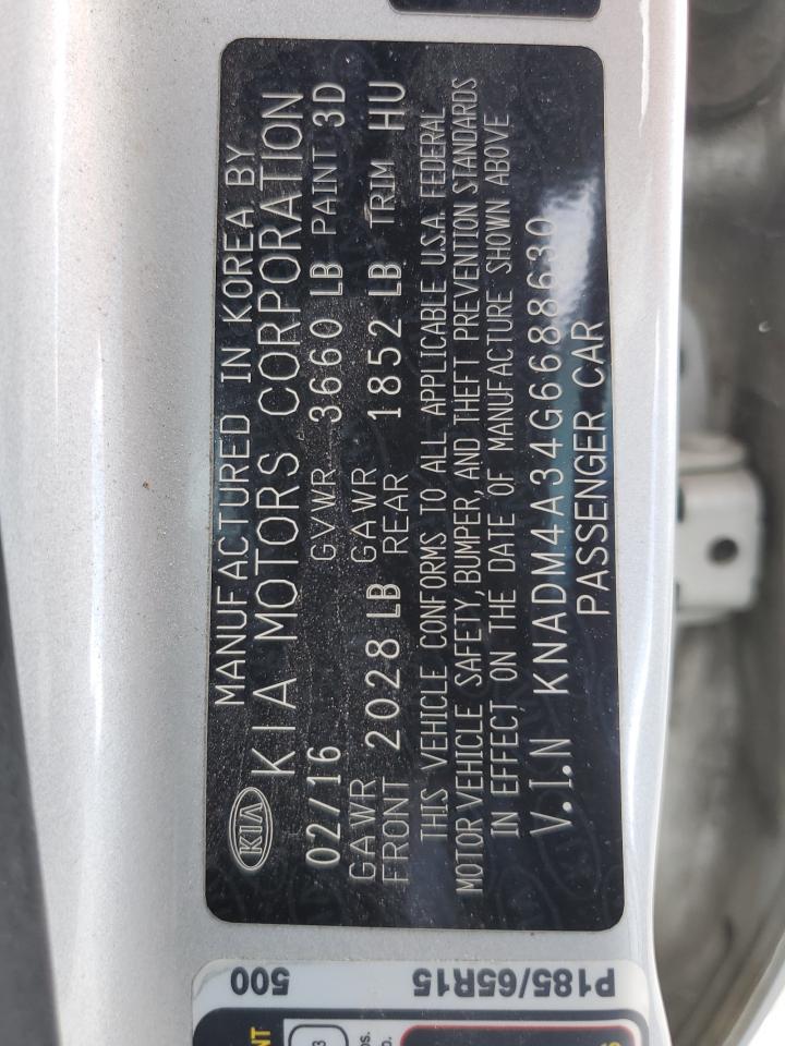 2016 Kia Rio Lx VIN: KNADM4A34G6688630 Lot: 63295855