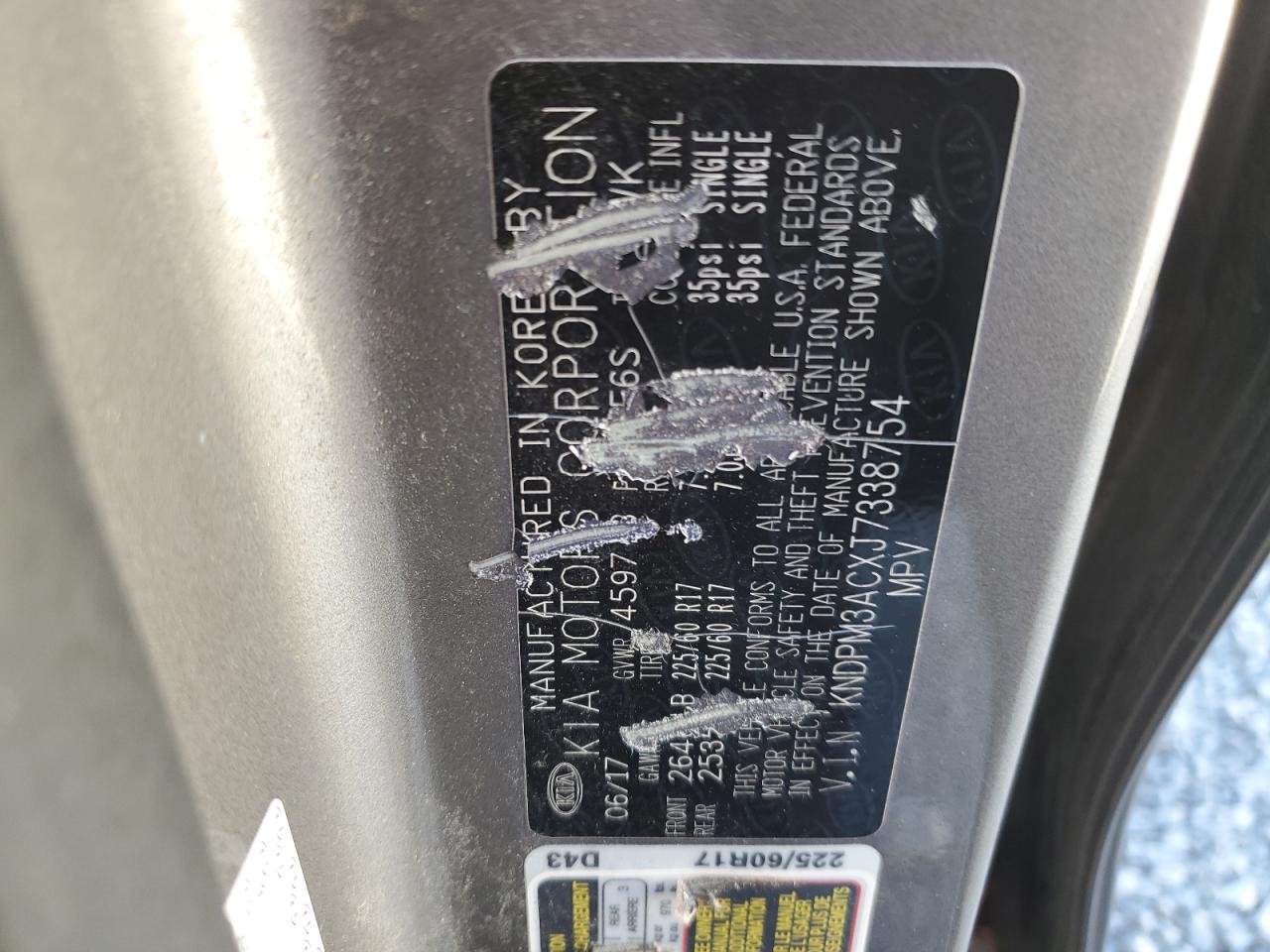 kndpm3acxj7338754 KNDPM3ACXJ7338754 2018 Kia Sportage Lx