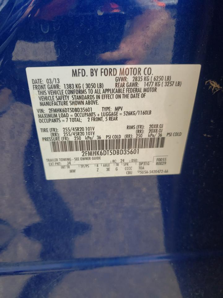 2013 Ford Flex Limited VIN: 2FMHK6DT5DBD35601 Lot: 62748025