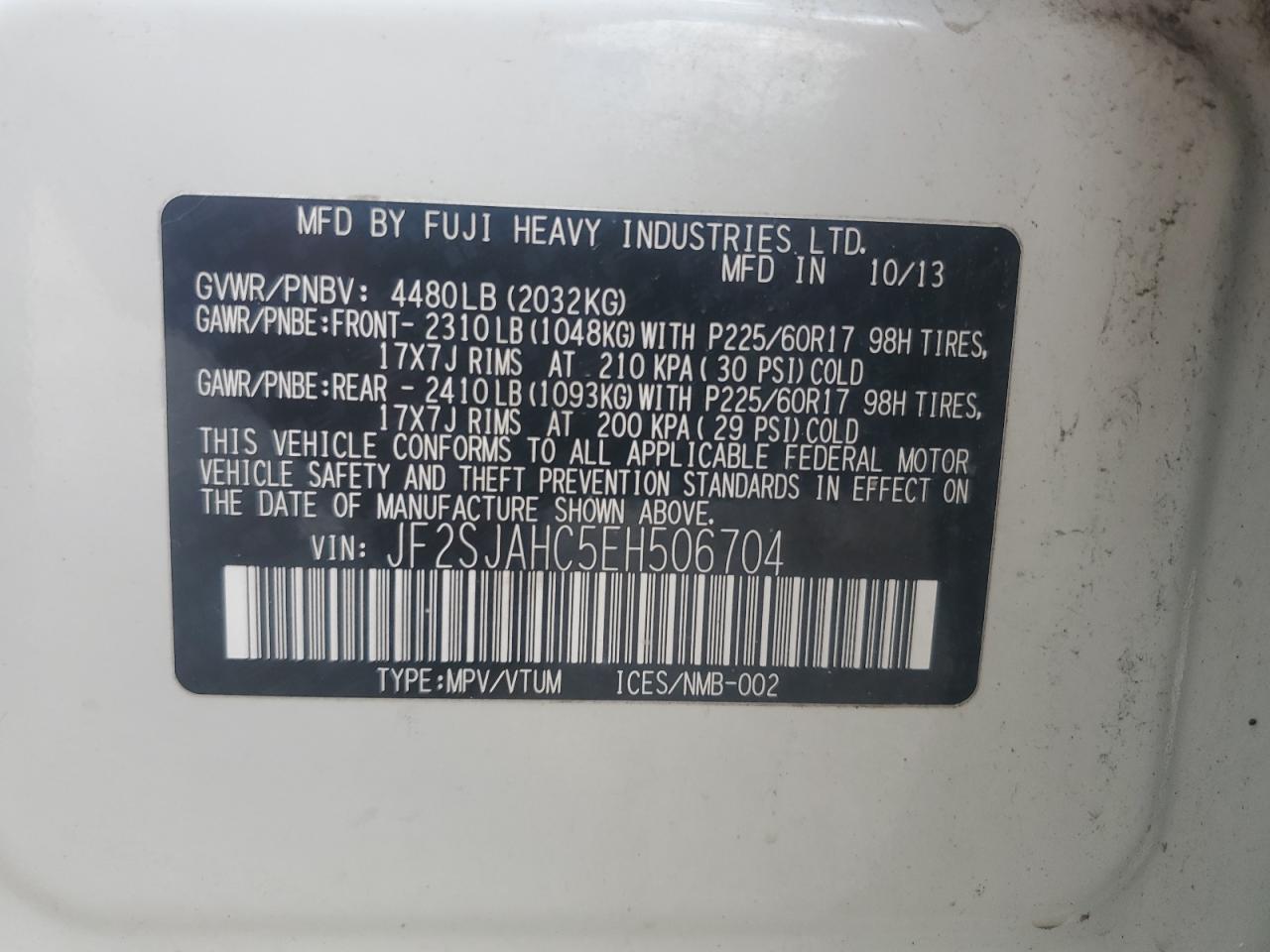 2014 Subaru Forester 2.5I Limited VIN: JF2SJAHC5EH506704 Lot: 63712635