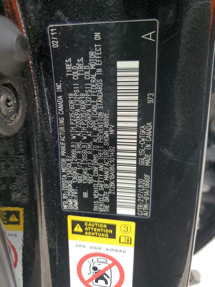 2011 Lexus Rx 350 VIN: 2T2BK1BA9BC101492 Lot: 64468175