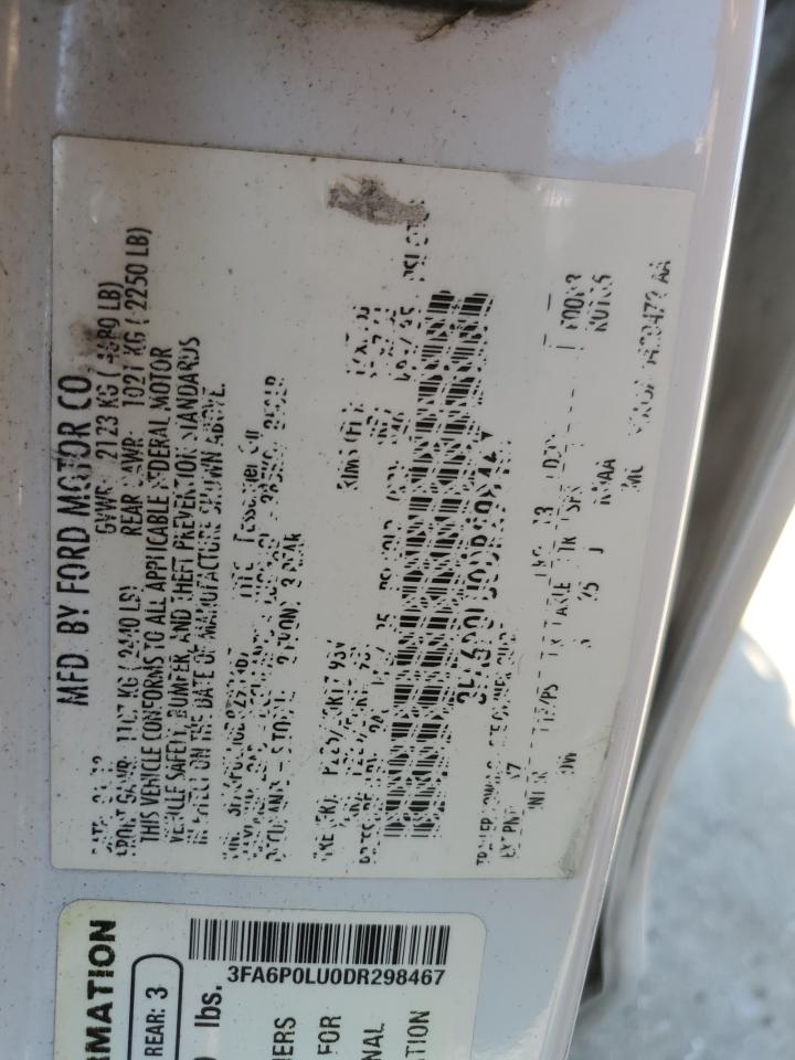 2013 Ford Fusion Se Hybrid VIN: 3FA6P0LU0DR298467 Lot: 64109295