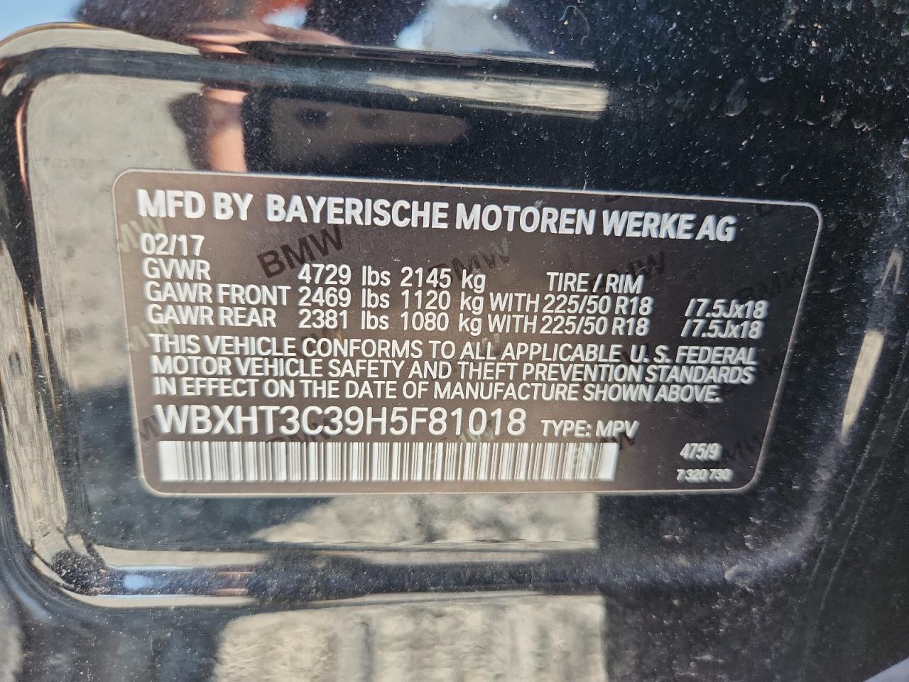 2017 BMW X1 xDrive28I VIN: WBXHT3C39H5F81018 Lot: 63230045
