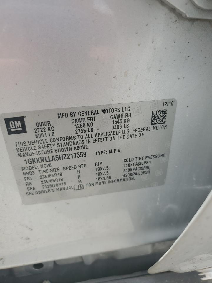 2017 GMC Acadia Sle VIN: 1GKKNLLA5HZ217359 Lot: 63375035