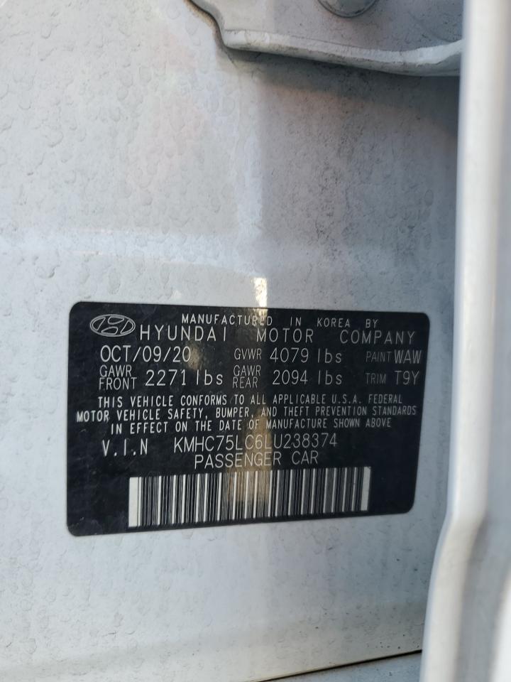 2020 Hyundai Ioniq Se VIN: KMHC75LC6LU238374 Lot: 64266385