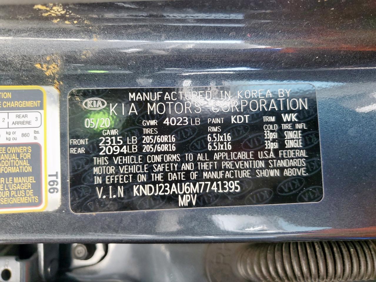 2021 Kia Soul Lx VIN: KNDJ23AU6M7741395 Lot: 63533315