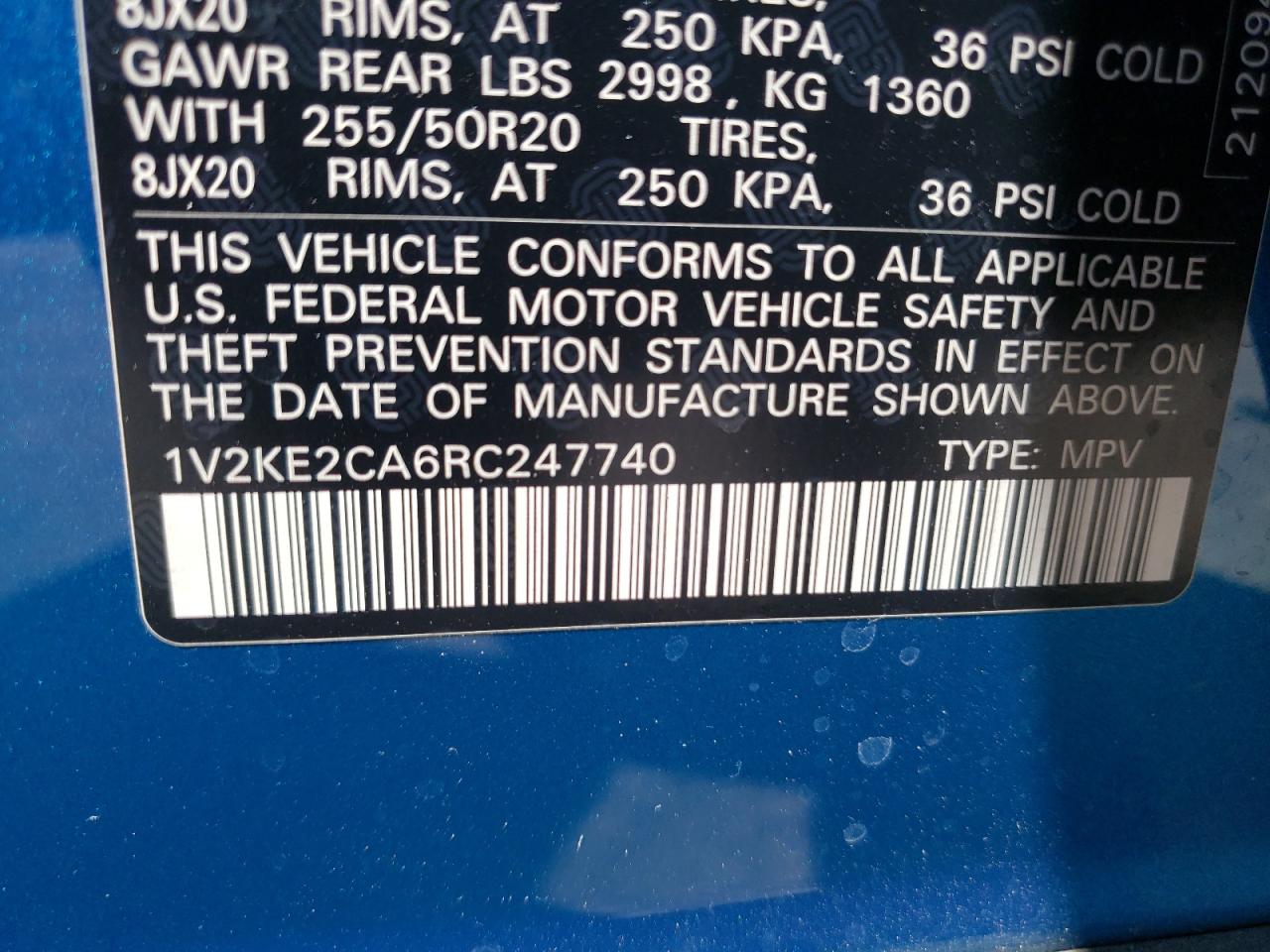 1v2ke2ca6rc247740 1V2KE2CA6RC247740 2024 Volkswagen Atlas Cross Sport Se