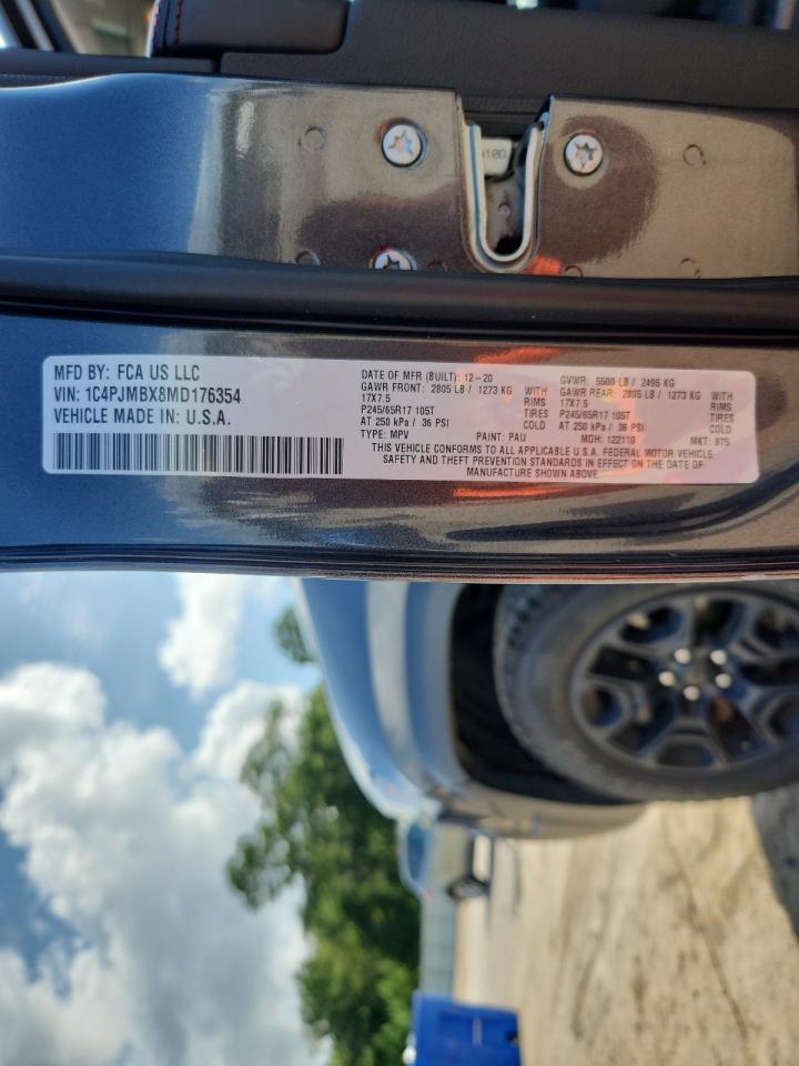 2021 Jeep Cherokee Trailhawk VIN: 1C4PJMBX8MD176354 Lot: 65056405