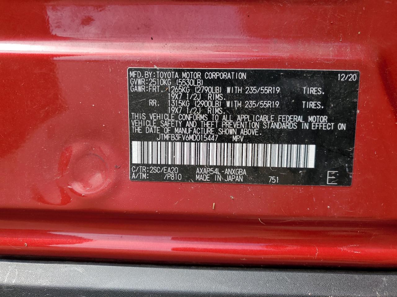 2021 Toyota Rav4 Prime Xse VIN: JTMFB3FV6MD015447 Lot: 64606165