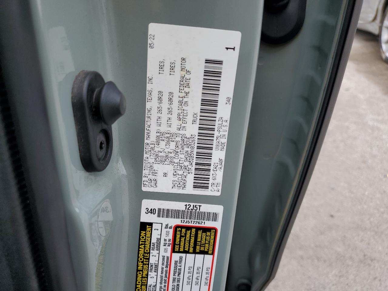 2022 Toyota Tundra Crewmax Limited VIN: 5TFJA5DB5NX032693 Lot: 63438195