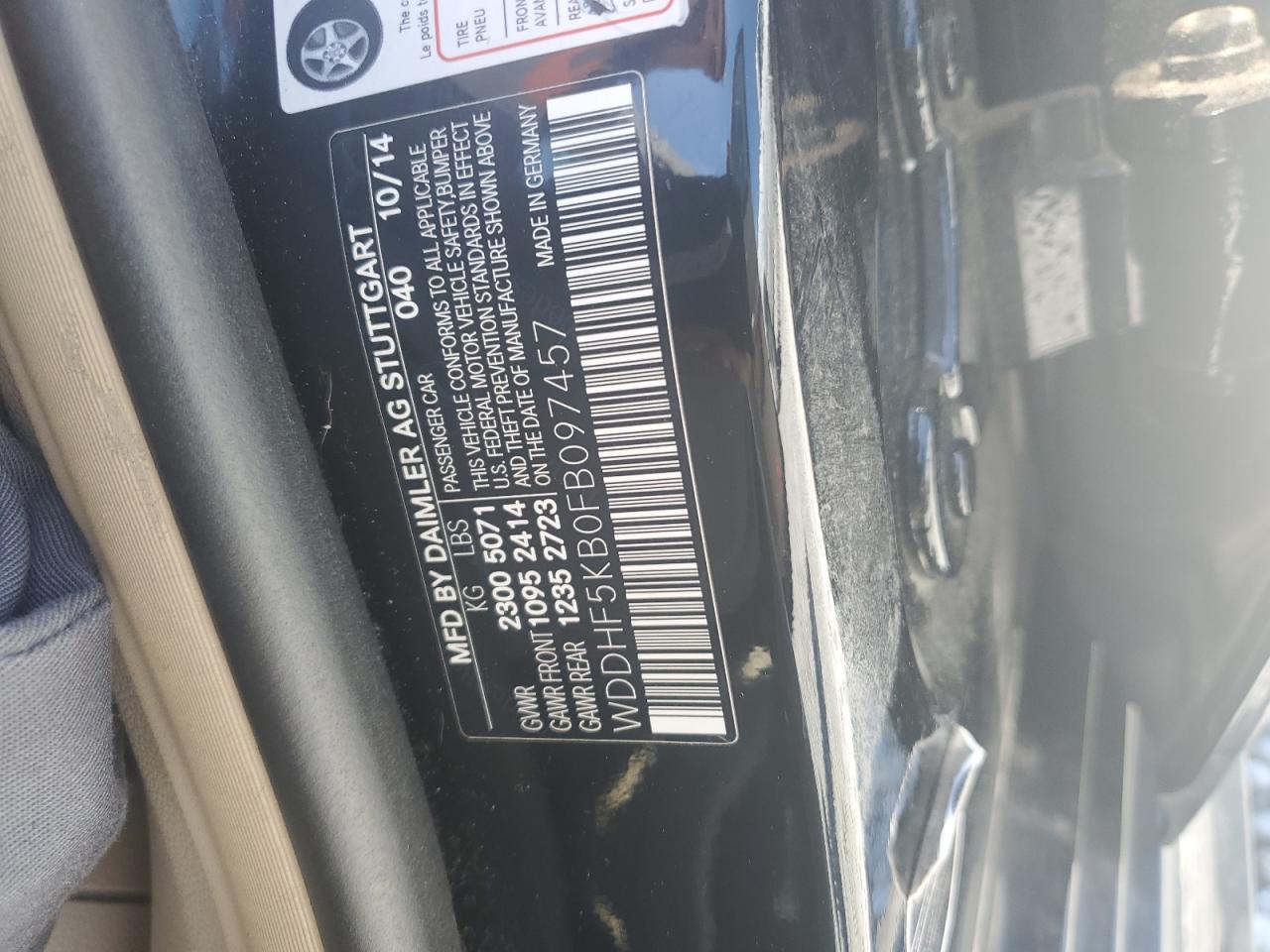 2015 Mercedes-Benz E 350 VIN: WDDHF5KB0FB097457 Lot: 64675245
