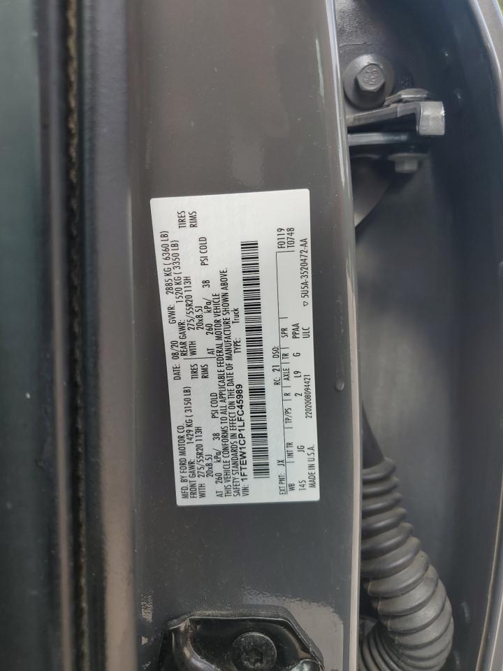 2020 Ford F150 Supercrew VIN: 1FTEW1CP1LFC45989 Lot: 60812845