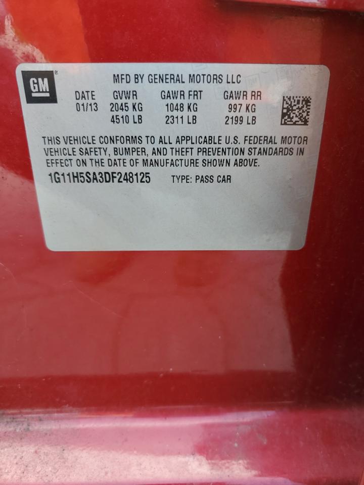 2013 Chevrolet Malibu Ltz VIN: 1G11H5SA3DF248125 Lot: 63674045