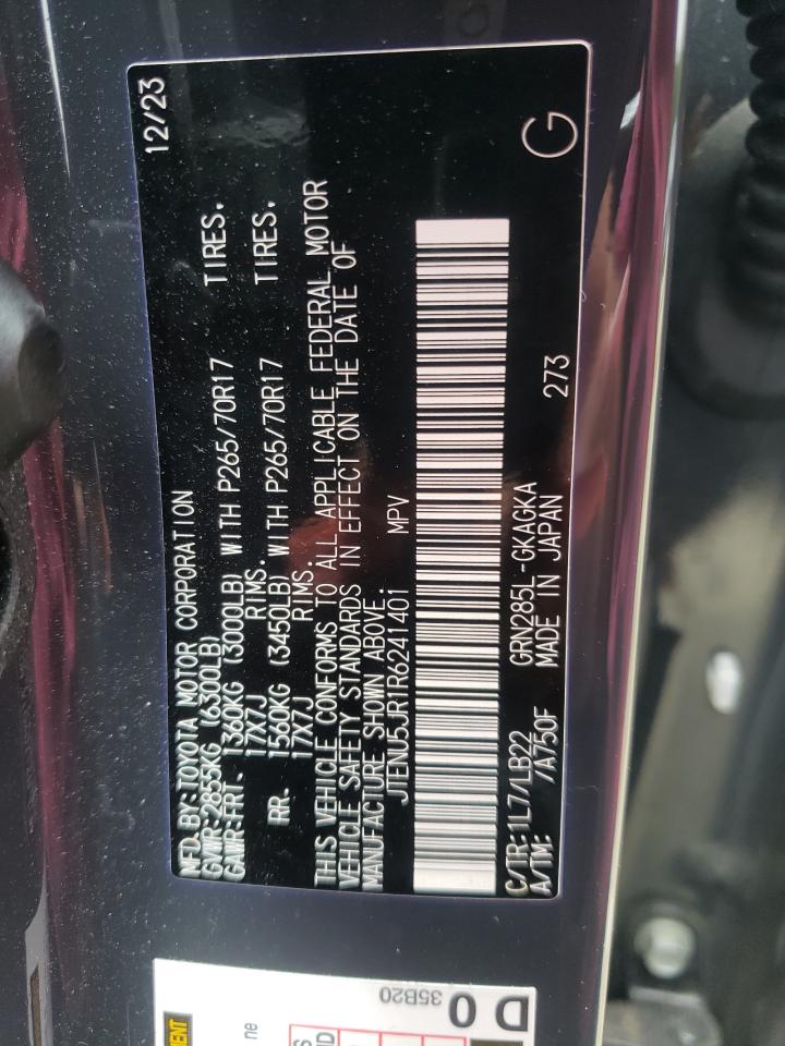 2024 Toyota 4Runner Sr5/Sr5 Premium VIN: JTENU5JR1R6241401 Lot: 64970755